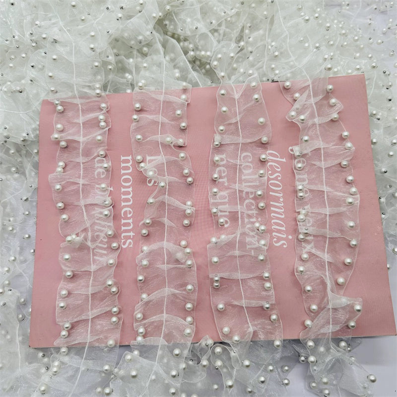 3661★ Eugen hilo plisado perla encaje accesorios de cuentas cinturón de encaje decorativo material ropa boda tocados ropa de bebé encaje