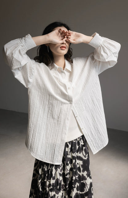 Camisa blanca original CAREMIND para mujer, diseño Sense Niche, camisa de viaje premium, camisa francesa de otoño, manga larga 