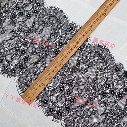 Tela de encaje de pestañas de alta calidad, 3745 cm de ancho y 20 cm de largo, ideal para manualidades, para vestido de novia, joyería, velo, collar, accesorios de empalme