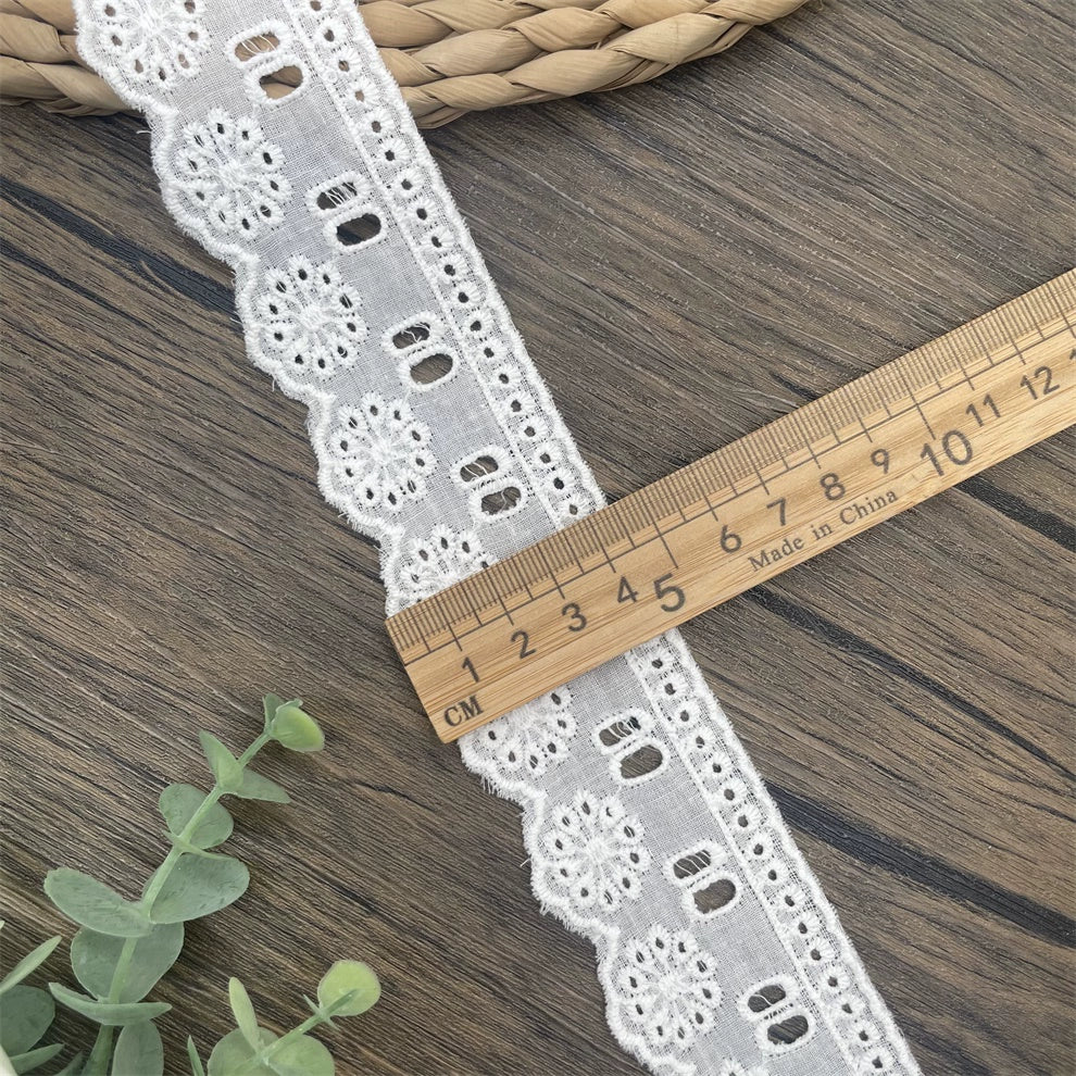 3797 Tela de algodón puro de alta calidad con borde hueco y encaje ondulado, ropa de muñeca DIY, falda, ropa, empalme, accesorios para el hogar