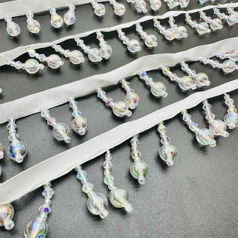 3710  width 3.5 cm AB color bubble beads crystal bead curtain DIY decorative curtain handmade beaded bead curtain lace fringed beads