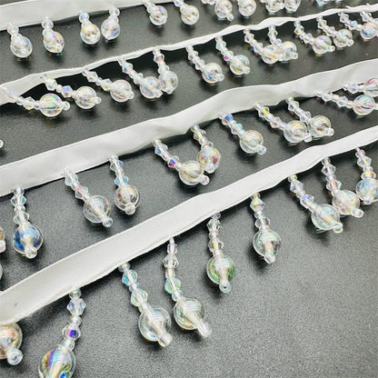 3710  width 3.5 cm AB color bubble beads crystal bead curtain DIY decorative curtain handmade beaded bead curtain lace fringed beads