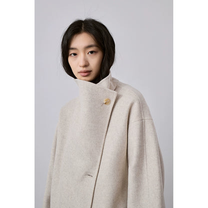 CAREMIND100% laine industrie lourde manteau en laine double face automne et hiver femme intellectuelle sangle manteau moyen et long