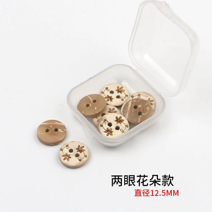 3352★  Coconut Round Shirt Button Women's Button Painted Shirt Small Button DIY Handmade Clothes Wooden Button Coconut Shell Wood