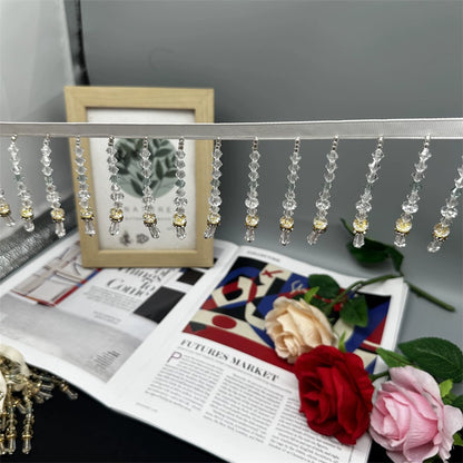 3724 Colgante de cristal de imitación con flecos y cuentas, accesorios de encaje hechos a mano para ropa, vestido, tocado, cortina, encaje decorativo