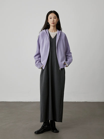 [Suéter Berry] CAREMIND Suéter con capucha y cremallera de cuatro colores y doble cabeza Chaqueta de punto Chaqueta superior para mujer Otoño 