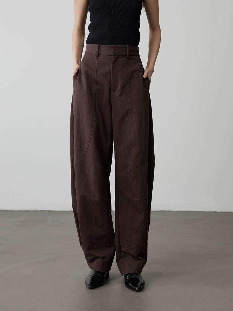 [Pantalones de sándalo rojo] Pantalones casuales de cintura alta, sueltos y rectos de CAREMIND, pantalones de pierna ancha con forma de hoz americana para niños 