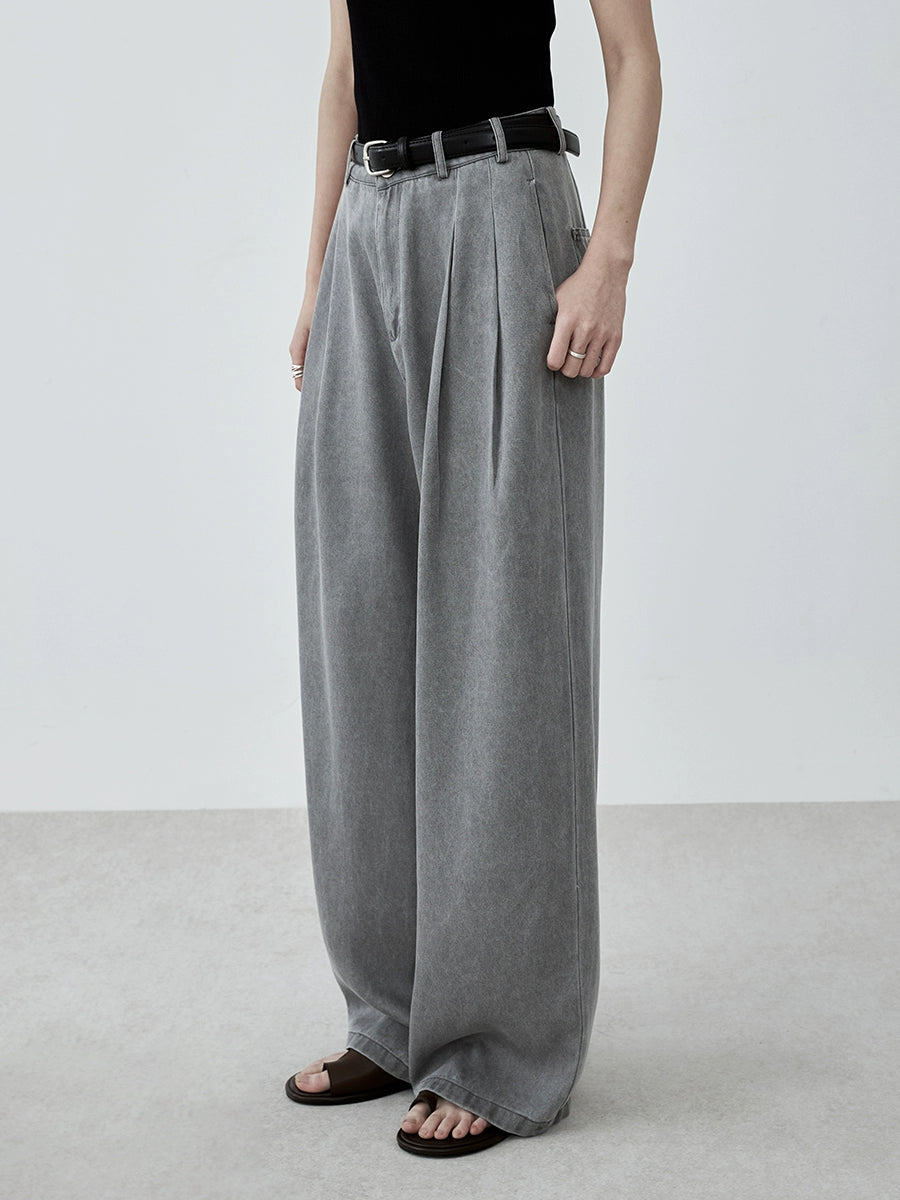 CAREMIND pantalones vaqueros Tencel de color claro para mujer otoño 2024 pantalones anchos de cintura alta para viajeros nuevos 