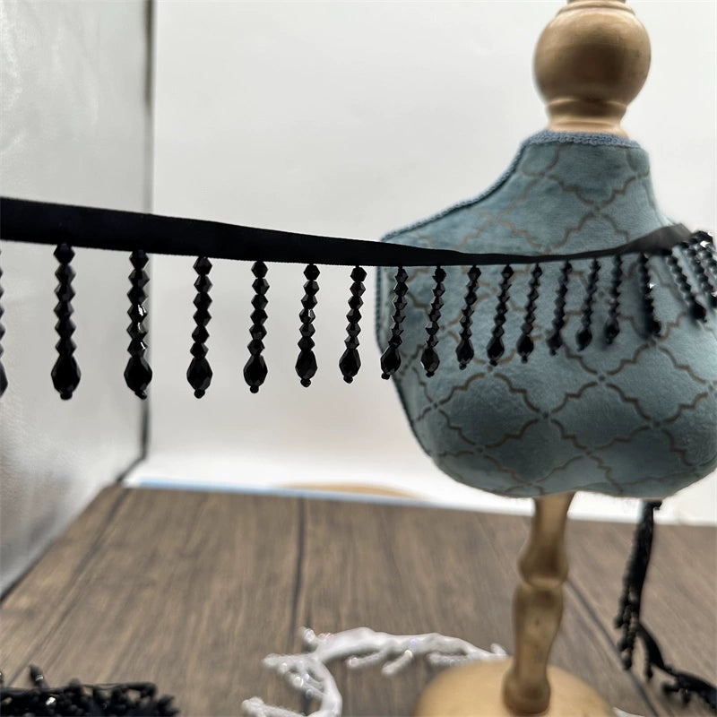 3685  width 4cm short crystal pendant handmade beaded fringed lace DIY home curtain headgear stage clothing accessories