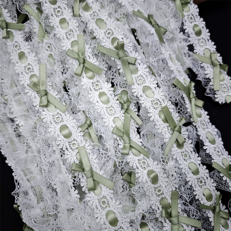 Cinturón de lolita plisado con lazo de encaje de 4 cm de ancho, 3549★, para manualidades, accesorios de encaje, bolsa para ropa, materiales hechos a mano