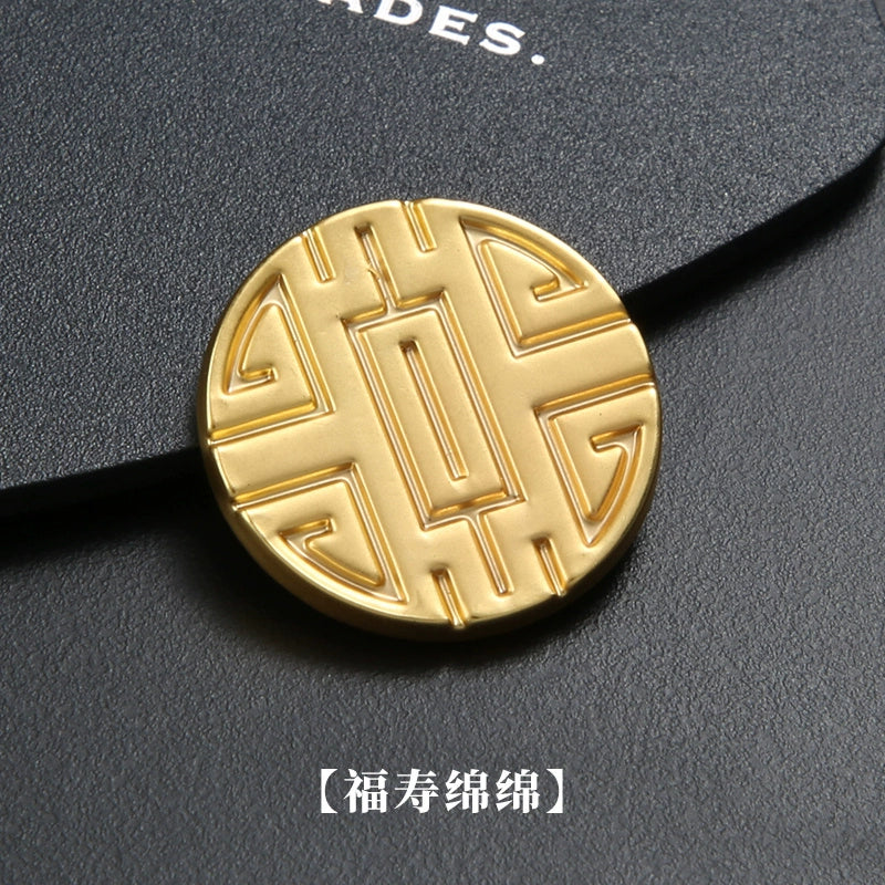 3260★  Chinese coin buckle gold happy character longevity cheongsam copper buckle Chinese vest Qing Dynasty coin button Ruyi cloud pattern gold