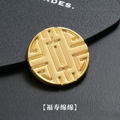 3260★  Chinese coin buckle gold happy character longevity cheongsam copper buckle Chinese vest Qing Dynasty coin button Ruyi cloud pattern gold