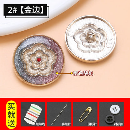 3490★ Gabardina con botones de punta de metal para mujer, botones decorativos versátiles, ropa, suéter, pijama, botones redondos grandes