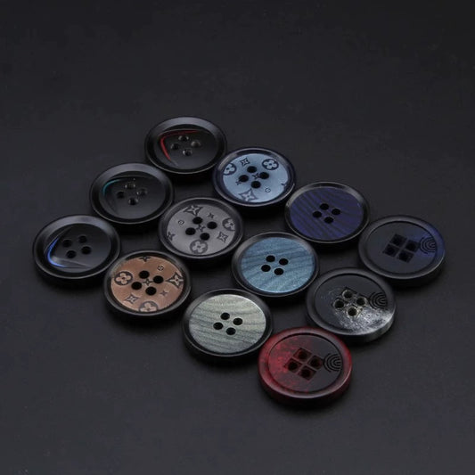 3439★ Abrigo de traje para mujer, botones decorativos de alta gama, botones redondos, ropa, chaqueta, suéter, traje, botones negros, botones de resina