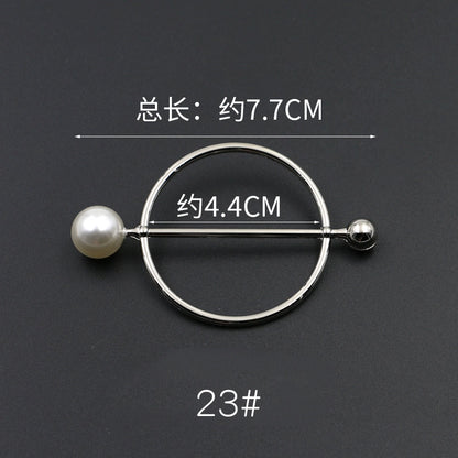 3529★ Versión coreana de moda con hebilla de anillo de metal, hebilla de alfiler de perla, abrigo, chaqueta, suéter, bufanda, accesorios, hebilla decorativa, hebilla de cinturón