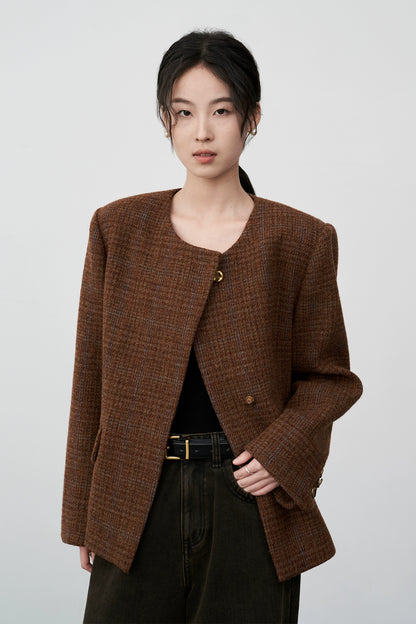 [Special Price] Wool French Small Fragrant Jacket Short High-end Old Money Style Retro Woven Wool Top