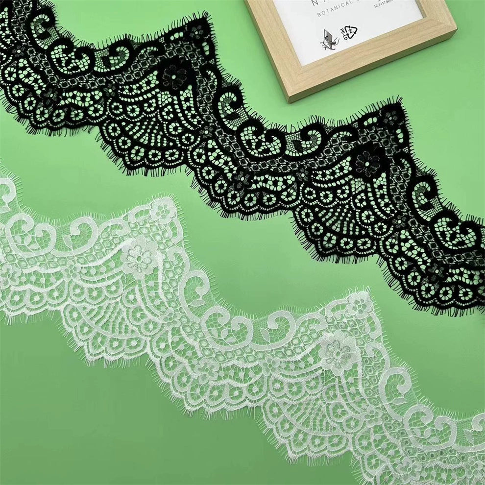3750 Accessoires exquis en dentelle de cils, bord en dentelle de cils ondulé épaissi, vêtements en voile faits à la main largeur 17 cm