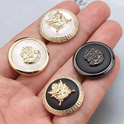 3458★ Botones metálicos redondos negros para abrigos, versátiles, para decoración de chaquetas británicas, accesorios de alta gama, botones para suéteres