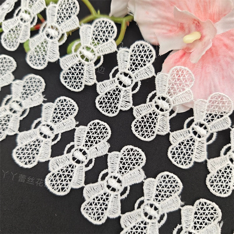 3664 Exquisito encaje de poliéster con forma de mariposa, tela de encaje soluble en agua para ropa, joyería de boda, collar, correa de hombro, cinturón, accesorios decorativos