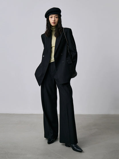 [Oferta especial por tiempo limitado] Blazer de rayas premium, pantalón de traje drapeado, para viajar con un conjunto completo de ropa 