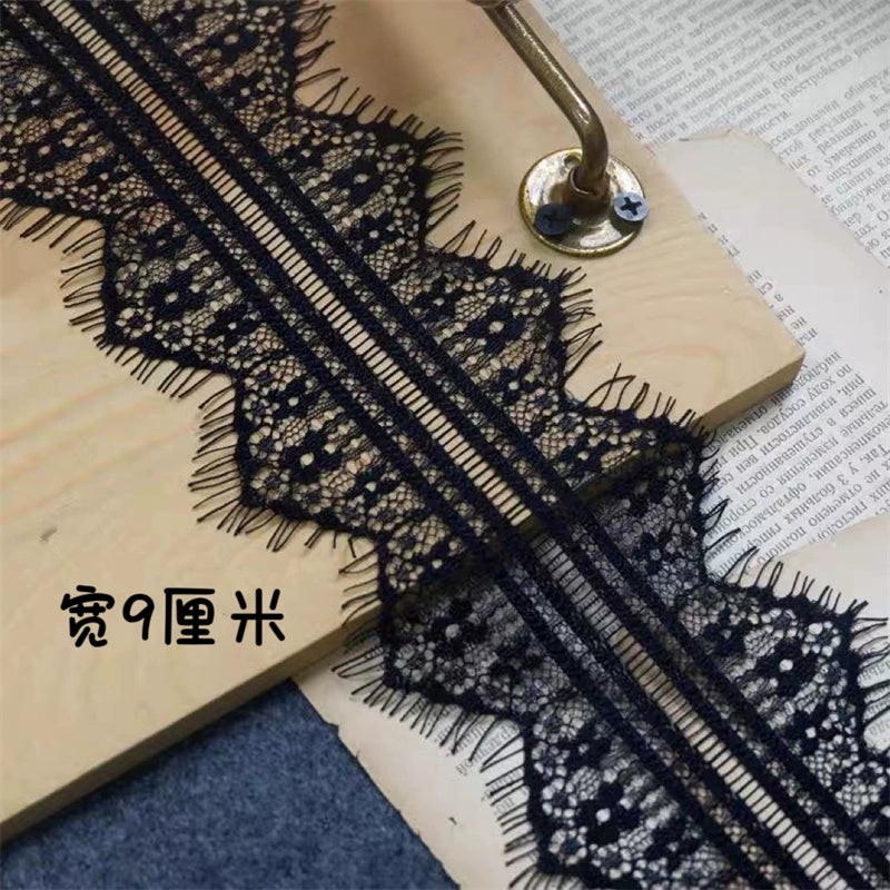 3739 Ropa de alta calidad en blanco y negro, accesorios para vestidos de novia, tela de encaje hueco, ropa interior, encaje de pestañas unilateral