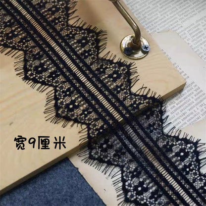 3739 Ropa de alta calidad en blanco y negro, accesorios para vestidos de novia, tela de encaje hueco, ropa interior, encaje de pestañas unilateral