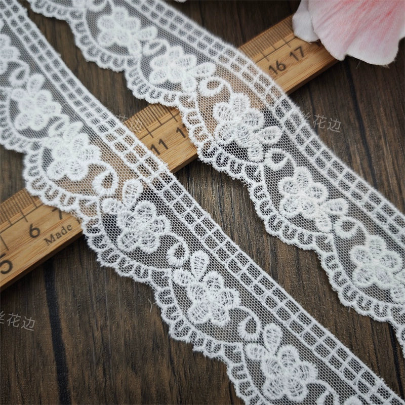 3827 Exquisitos accesorios de decoración de ropa de encaje bordado de malla blanca, accesorios de ropa de encaje hechos a mano DIY