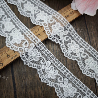 3827 Exquisitos accesorios de decoración de ropa de encaje bordado de malla blanca, accesorios de ropa de encaje hechos a mano DIY