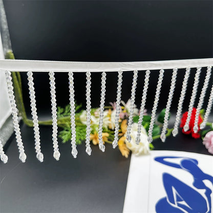 3729 Colgante de cristal de 9 cm de largo, hecho a mano, con flecos de encaje, para vestido de novia, decoración de cuello y hombro, accesorios para tocado