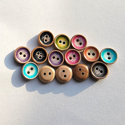 3370★  Natural wooden buttons wooden buttons two-eye buttons retro shirt shirt cardigan buttons men's and women's handmade accessories