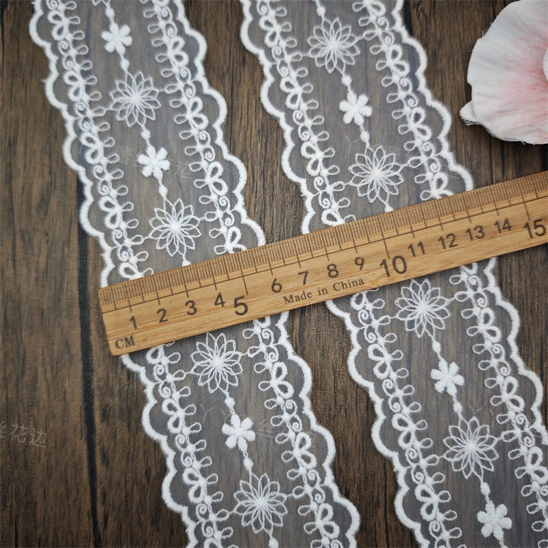 3820 Tissu en dentelle brodée avec ourlet en maille exquise, vêtements de bricolage, vêtements pour bébé, bretelles, robe de mariée, vêtements pour enfants, accessoires d'épissure