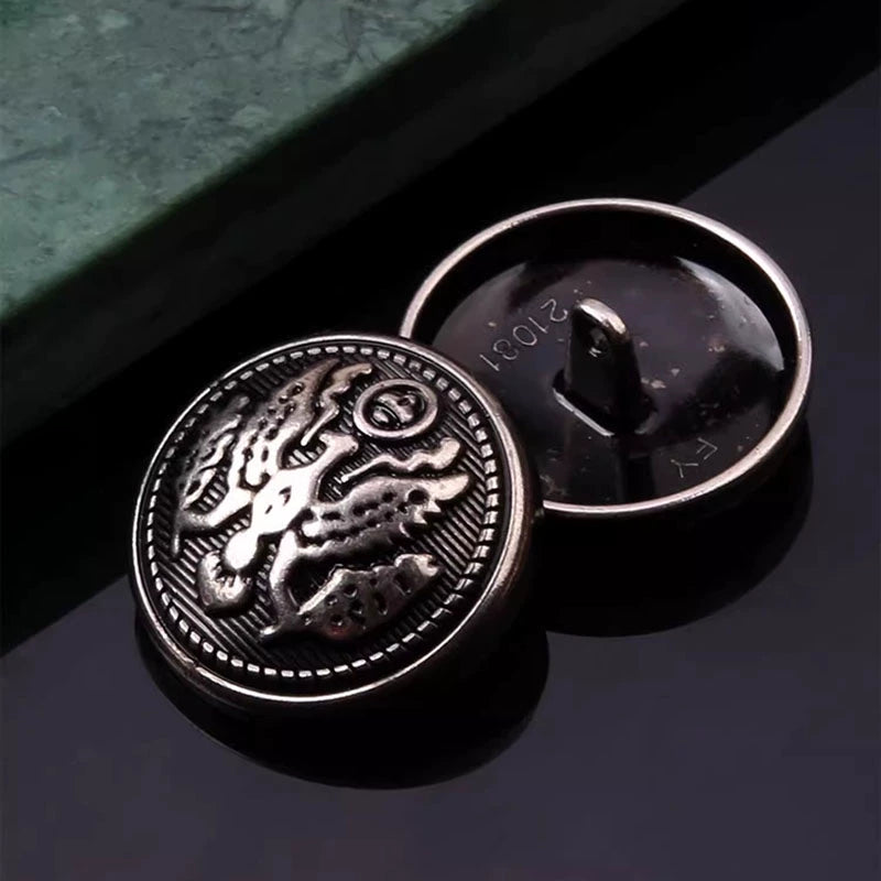 3429★ Botones de abrigo retro de metal plateado antiguo, ropa, abrigo pequeño, botón Nizi, accesorios, botones superiores redondos versátiles