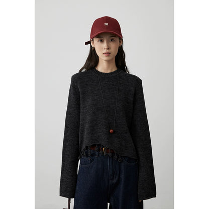 [Suéter gitano] Suéter con flecos y notas musicales elegantes de nicho de CAREMIND, nuevo suéter corto de punto 