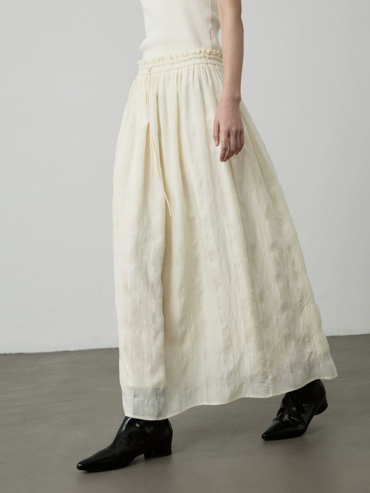 [Soft wind skirt] CAREMIND Tencel pleated skirt popular stacking yarn medium and long skirt