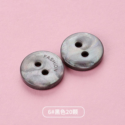 3354★  Shirt Buttons White Black Men's Round Cardigan Chiffon Shirt Top Cuffs Pearlescent Buttons Resin Buttons