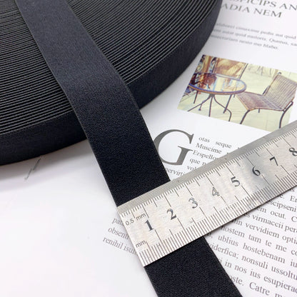 3869 1-3,8 cm banda elástica de nailon puro engrosada de gamuza negra, accesorios de alta elasticidad, cinturilla deportiva de yoga, cuerda de goma