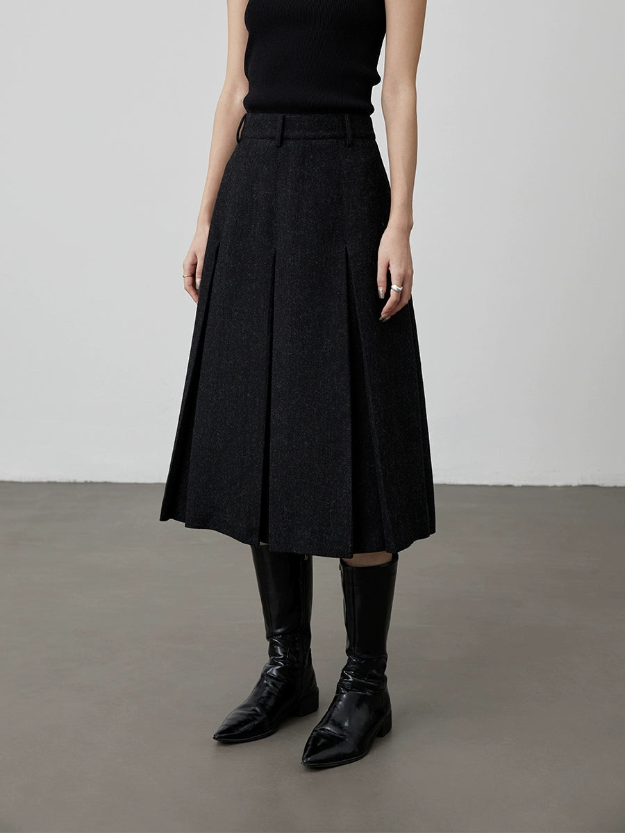 [Yuan Paixi Skirt] CAREMIND Reg pleated skirt black autumn new skirt women's pleated skirt