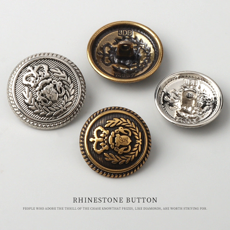 3276★  Vintage Crown Wheat Ear Metal Buttons Bronze Coat Windbreaker Buttons Suit Jacket Sweater College Style Buttons