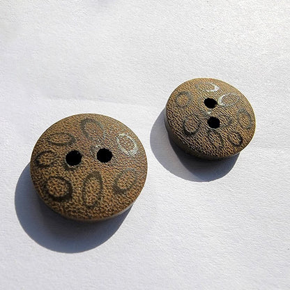 3340★  Vintage brown laser round wooden button sweater buttons shirt buttons two-hole wooden clothes buttons