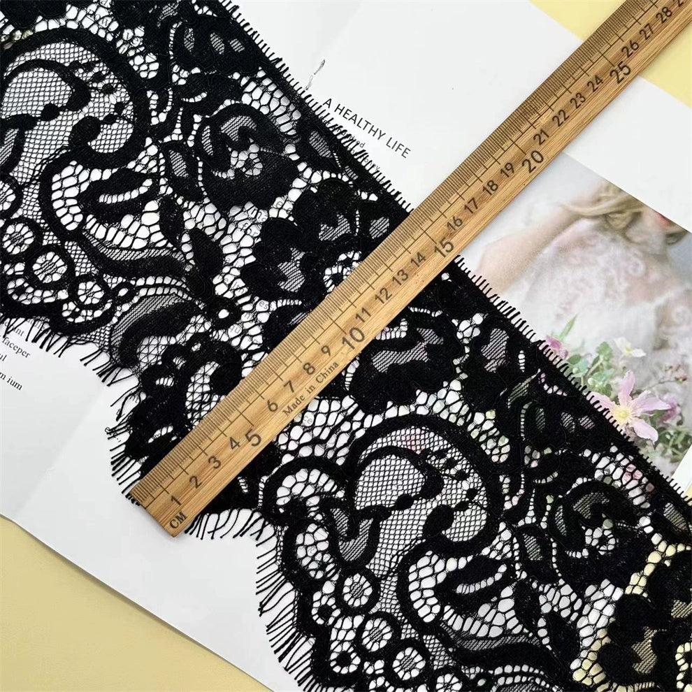 3757 Línea de hueso unilateral de alta calidad, encaje de pestañas, vestido de novia DIY, accesorios de empalme de decoración del hogar, ancho 15 CM