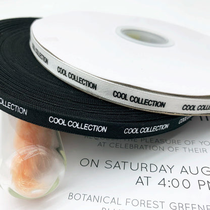 Tira de cinta con estampado de letras en blanco y negro de algodón de 1 cm, tira de ribete para el borde del escote trasero, tira de presión para accesorios, tira lateral para ropa