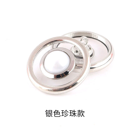 3491★ Botón redondo de metal transparente para abrigo de mujer, gabardina, botón de perla, ropa, suéter, decoración, botón grande, accesorios de ropa