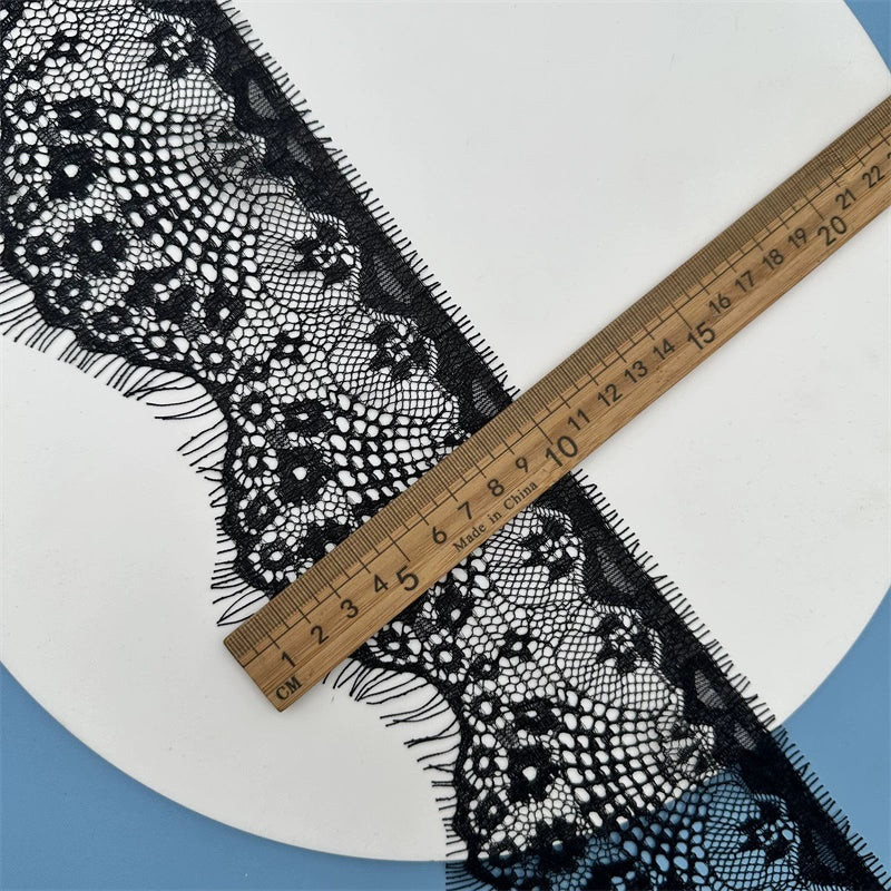 3765 Modelo de gran venta de 10 cm de ancho, accesorios de encaje para pestañas en blanco y negro, cortinas hechas a mano DIY, ropa, superficie de encaje decorativo