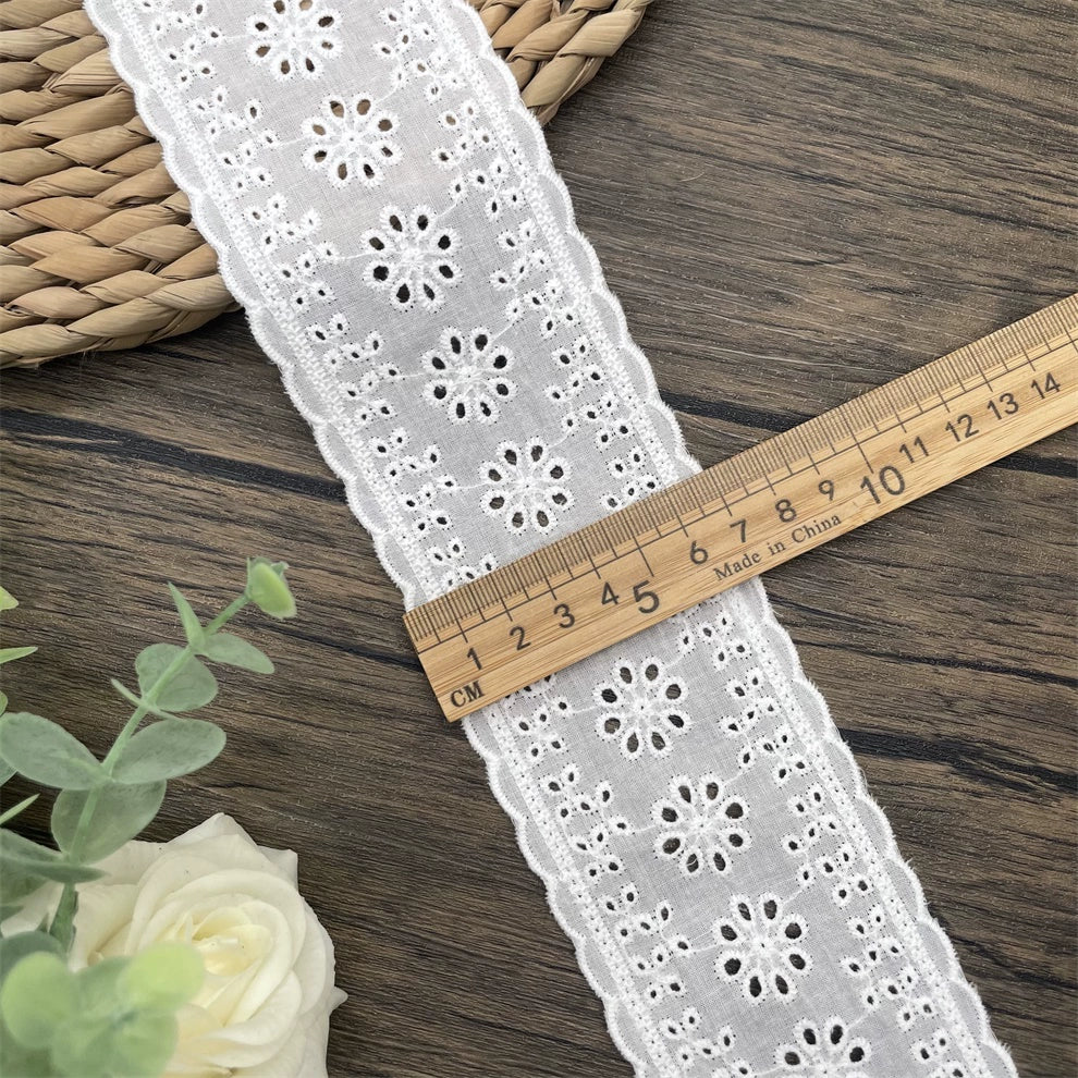 3803 Ropa de bebé de encaje bordado con borde de algodón retro de alta calidad, empalme de cuello de falda, accesorios de empalme de cortinas para el hogar