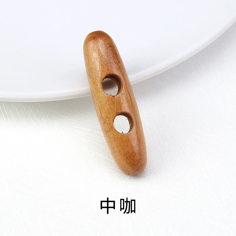 3262★  High-end wood button coat sweater trench coat woolen temperament horn buckle olive buckle natural wood buckle