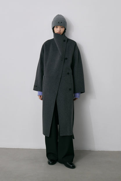 CAREMIND100% laine industrie lourde manteau en laine double face automne et hiver femme intellectuelle sangle manteau moyen et long