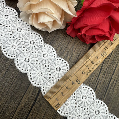 3788 Accesorios de encaje bordado de algodón blanco hechos a mano, cortinas DIY, material para ropa de muñeca, falda con lazo