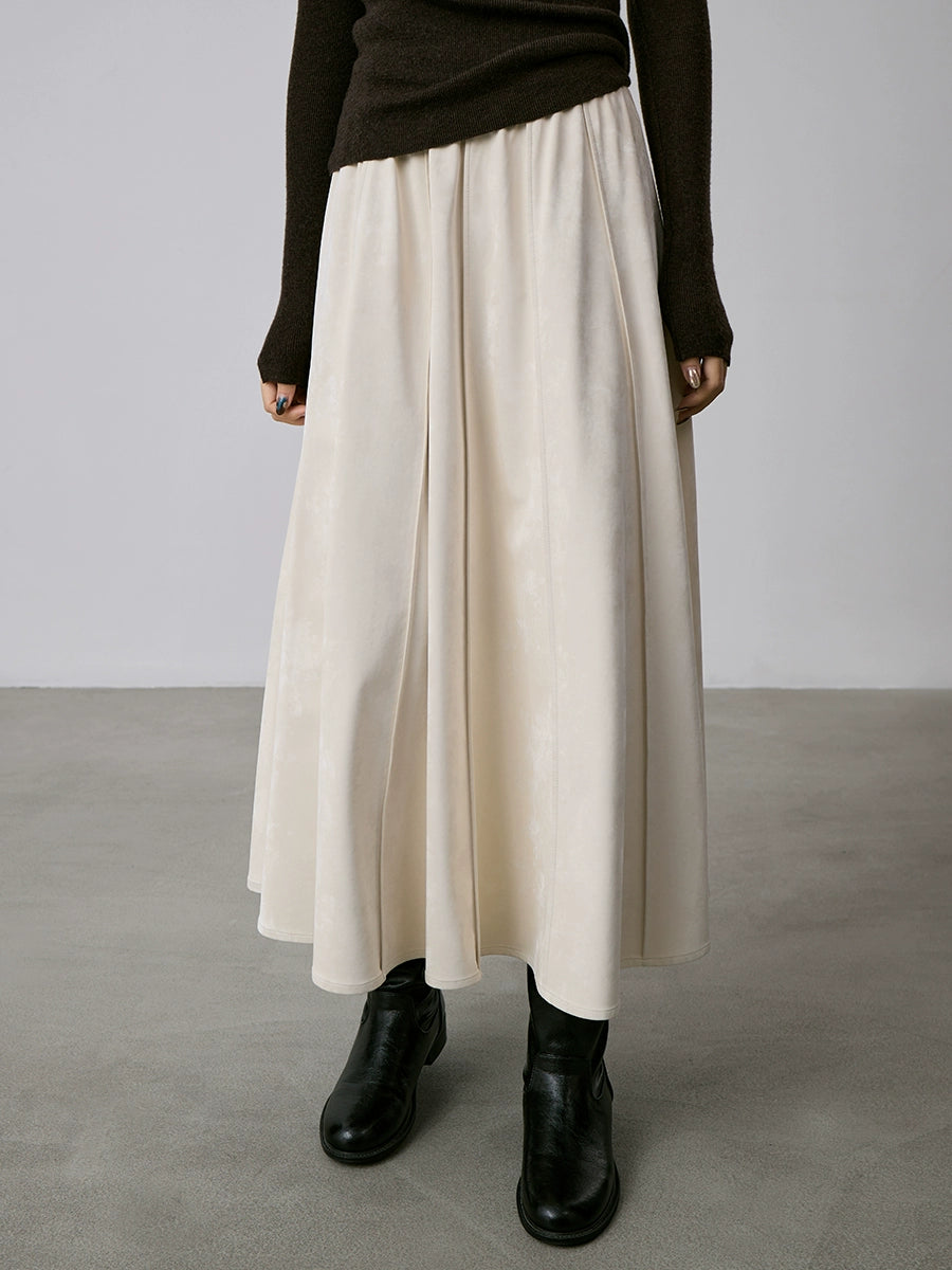 CAREMIND falda plisada antiarrugas con colgante negro, diseño liso de jacquard, falda de cuero con cintura elástica para otoño 