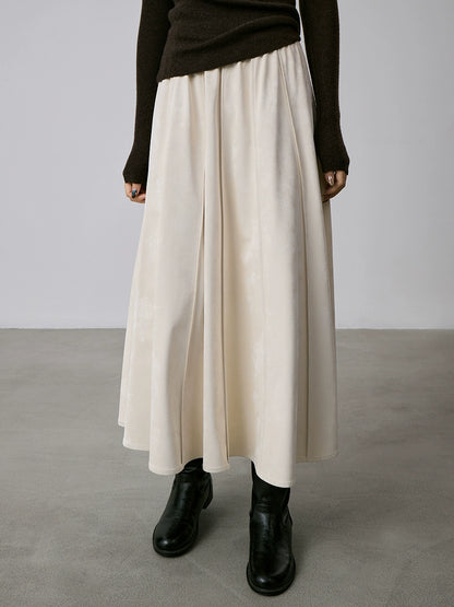 CAREMIND falda plisada antiarrugas con colgante negro, diseño liso de jacquard, falda de cuero con cintura elástica para otoño 