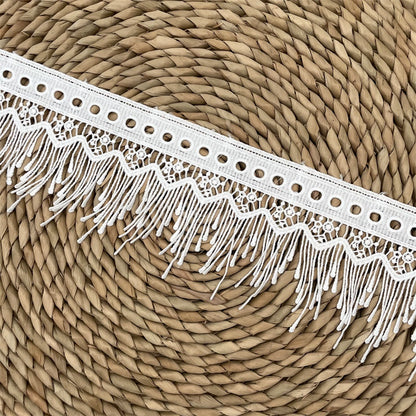 3673 Exquisitos accesorios de encaje bordado de seda de leche con flecos, faldas de ropa hechas a mano, cortinas, accesorios textiles para el hogar